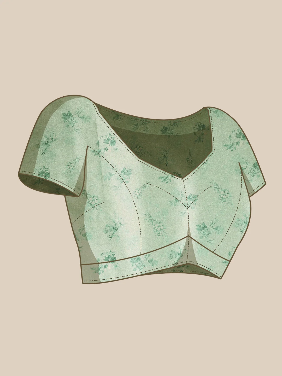 Neerus Sea Green Color Organza Fabric Saree - Image 5