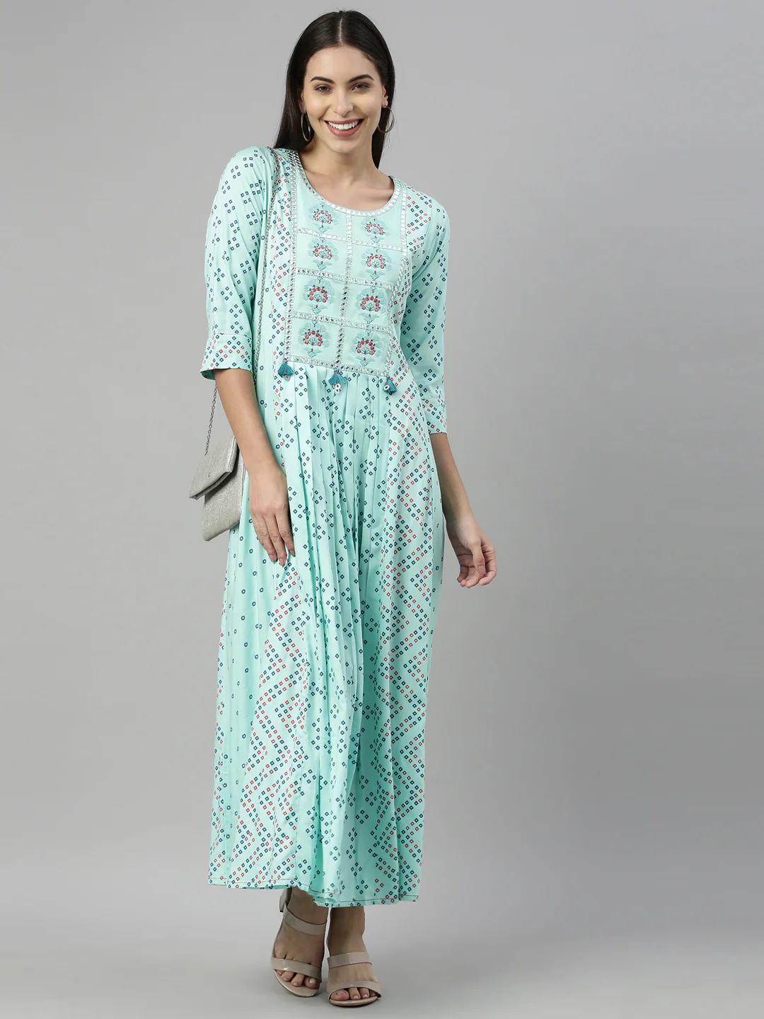 Neerus Sea Green Color Rayon Fabric Kurta - Image 5