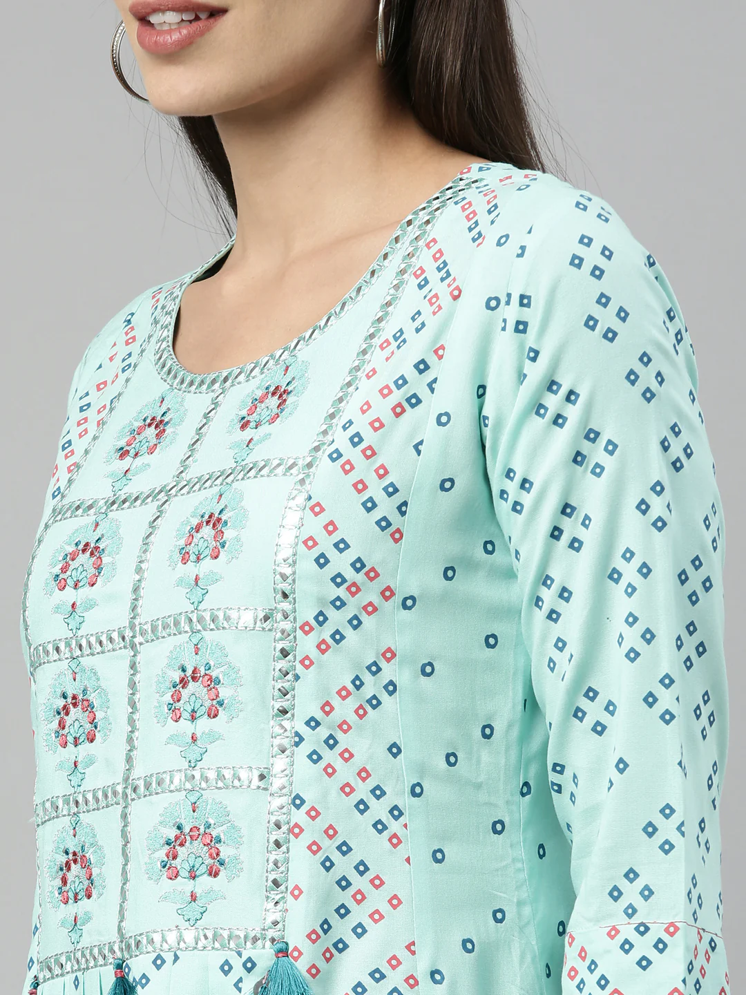 Neerus Sea Green Color Rayon Fabric Kurta - Image 7