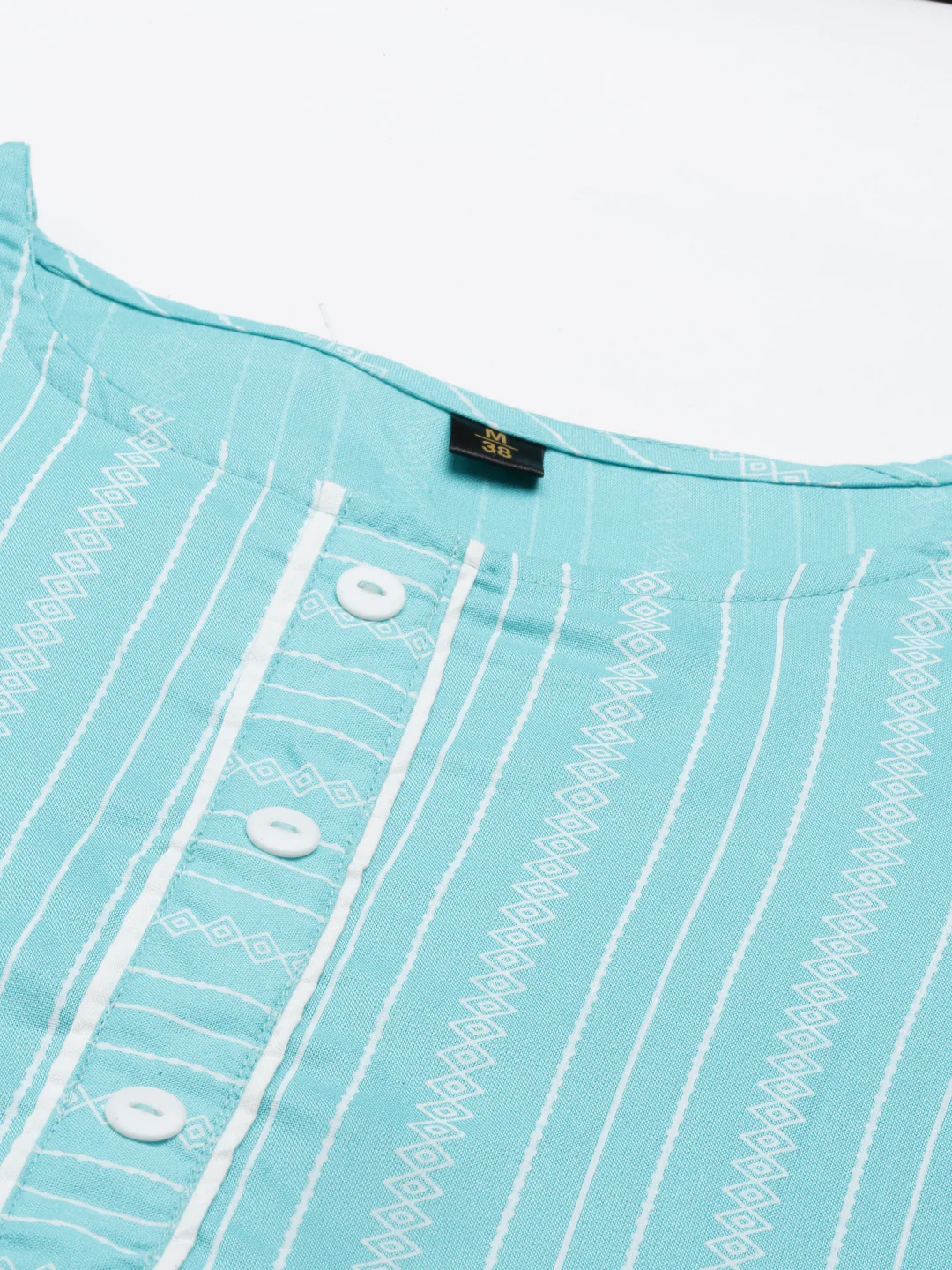 Neerus Sea Green Color Rayon Fabric Kurta - Image 7