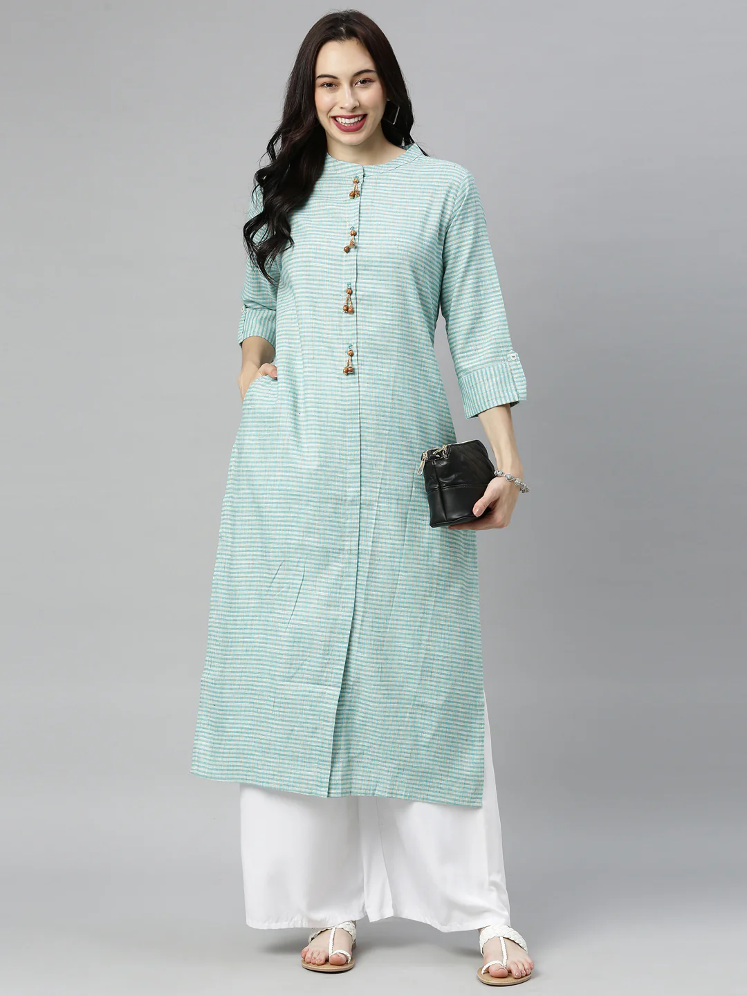 Neerus Sea Green Colour Cotton Fabric Tunic "48"