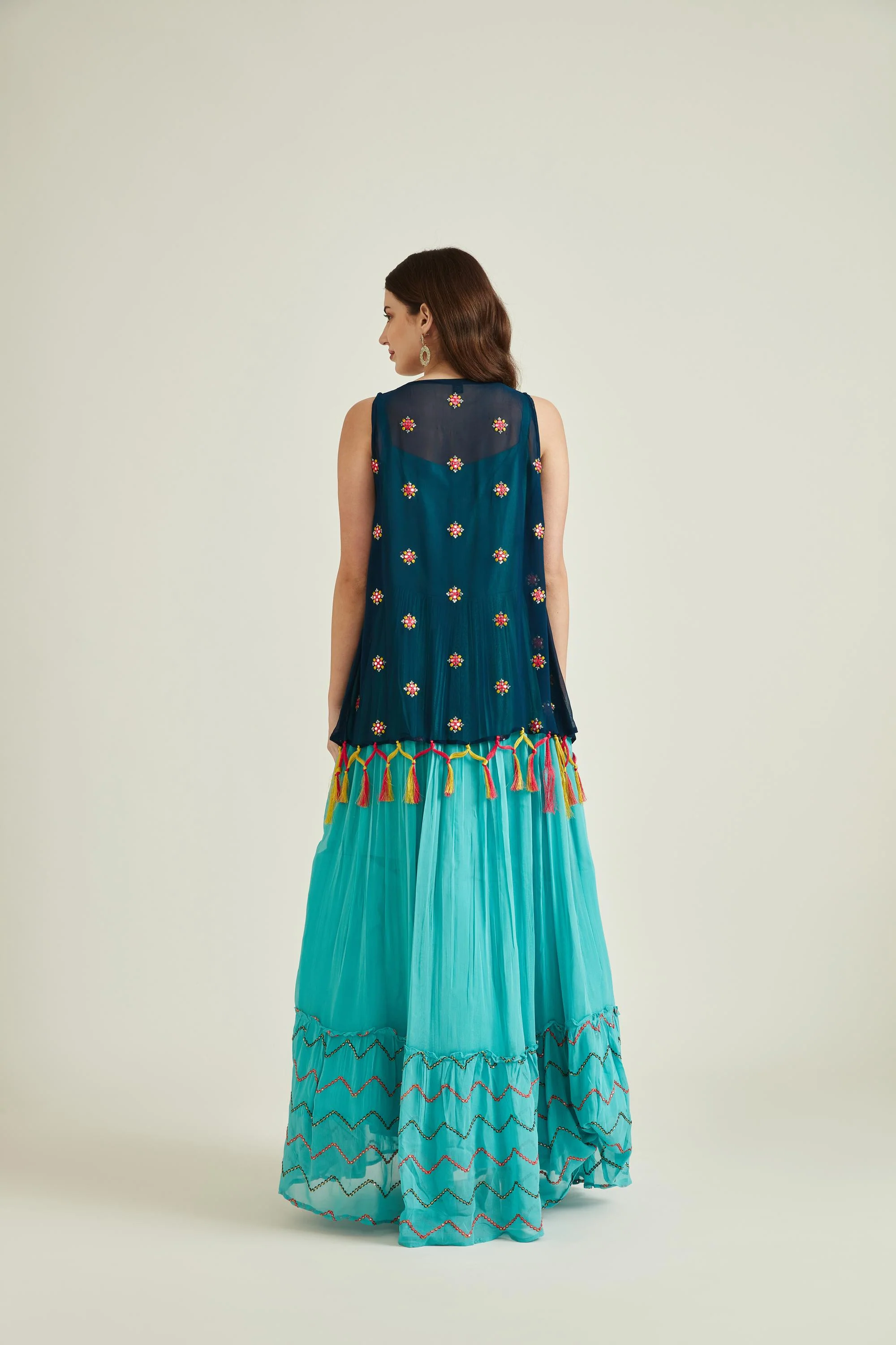 Neerus Sea Green Colour Georgette Fabric Gown - Image 8