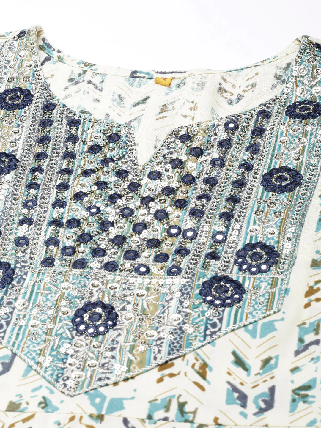 Neerus Sea Green Flared Casual Floral Anarkali Kurta - Image 6