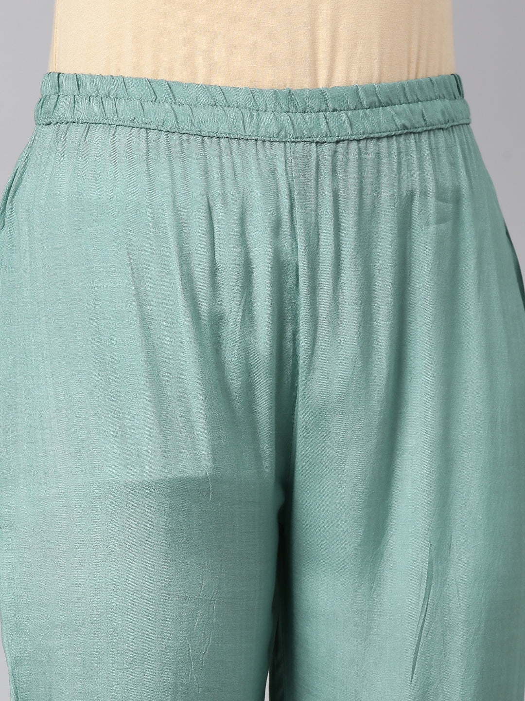 Neerus Sea Green Printed Straight Kurta and Trousers With Dupatta - Image 6