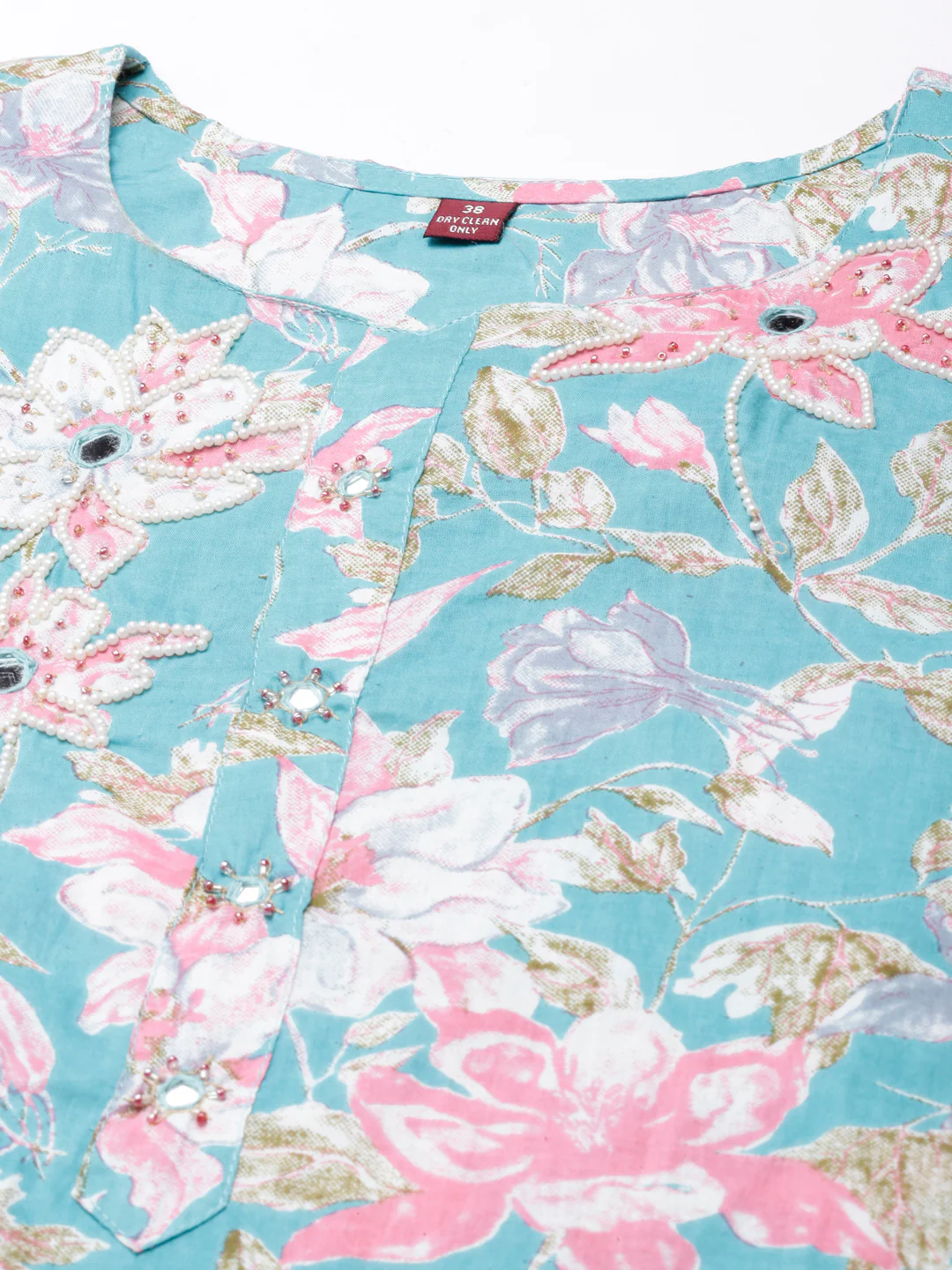 Neerus Sea Green Straight Casual Floral Straight Kurta - Image 6