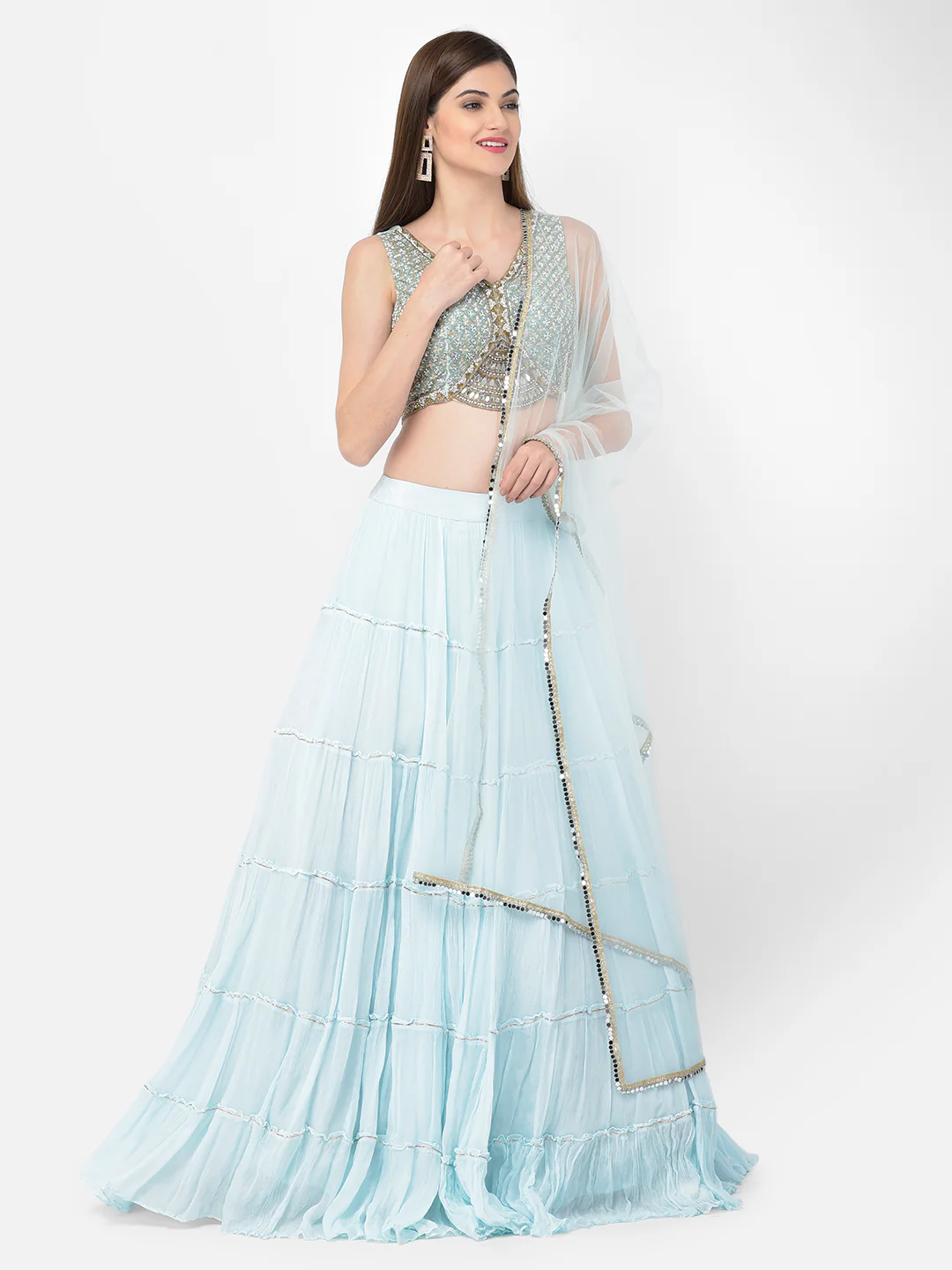 Neerus Sky Blue Color Georgette Fabric Lehenga Choli - Image 2