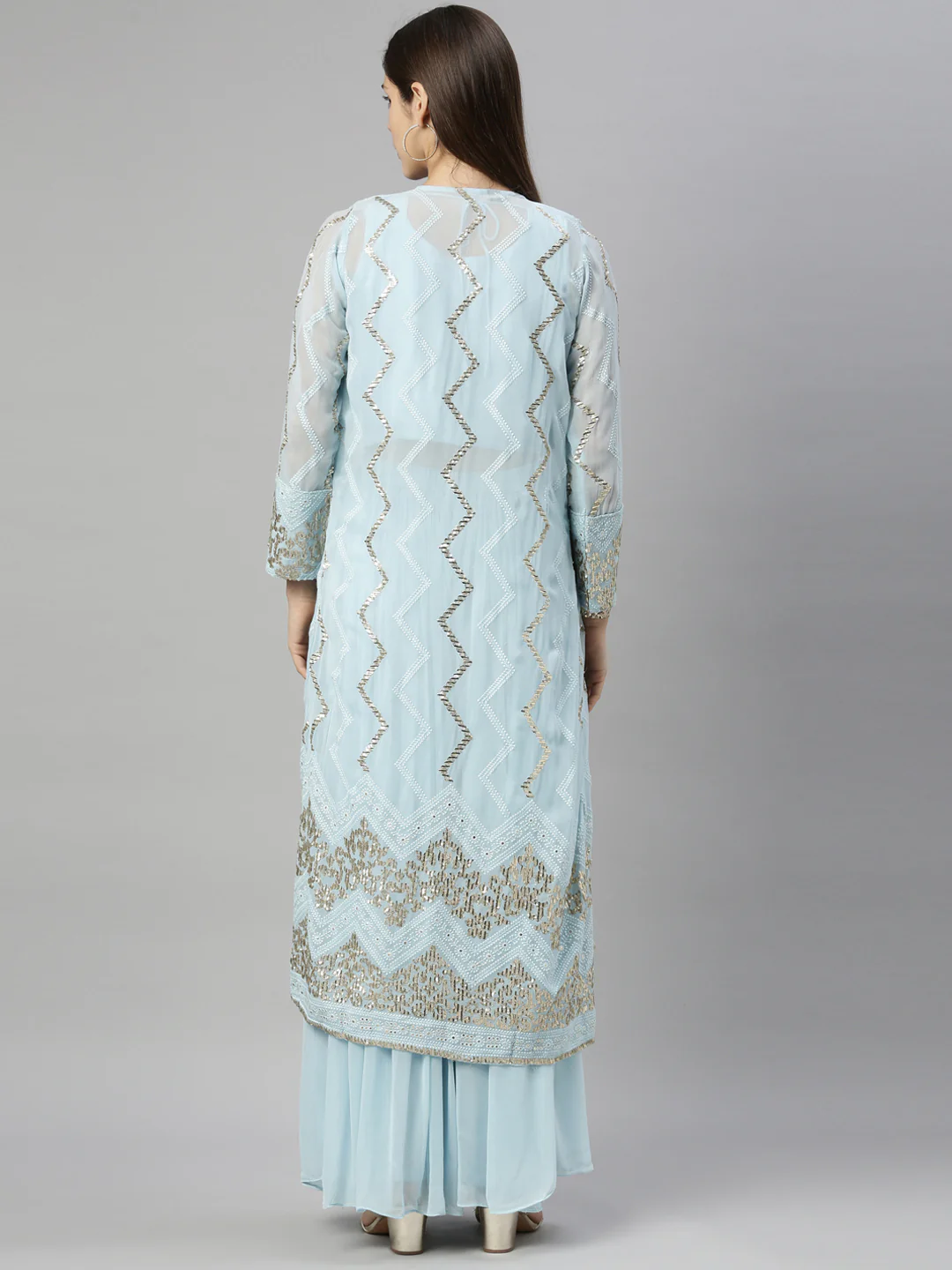 Neerus Sky Blue Color Georgette Fabric Suit-Fusion - Image 4