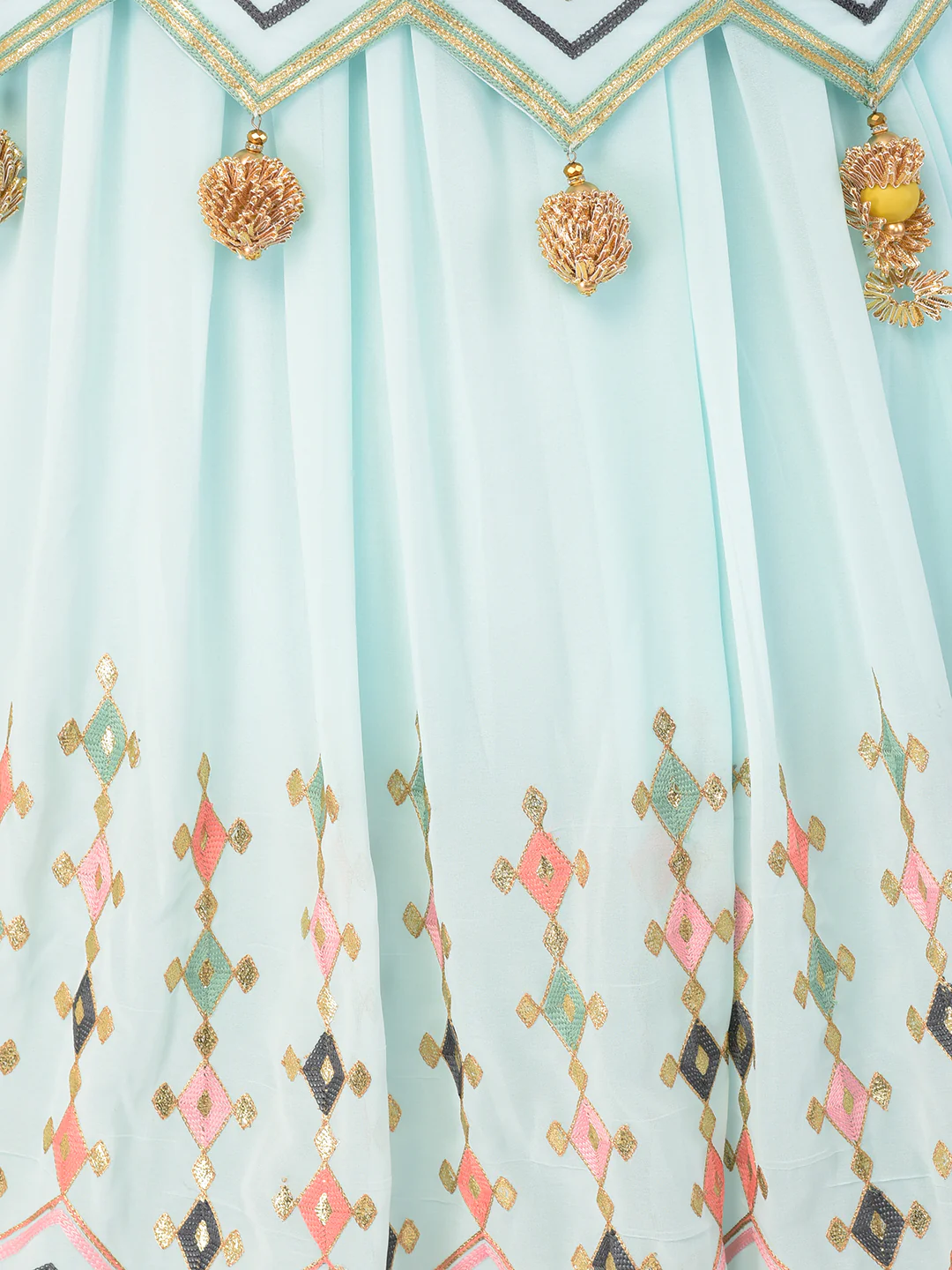 Neerus Sky Blue Color Georgette Fabric Suit-Skirts - Image 6
