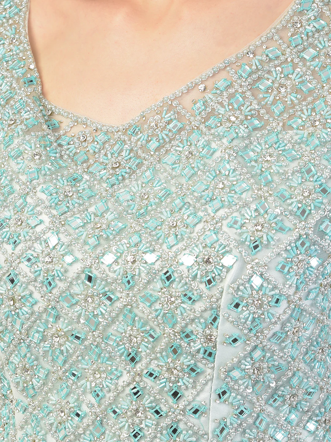 Neerus Sky Blue Color Nett Fabric Ghagra Set - Image 4