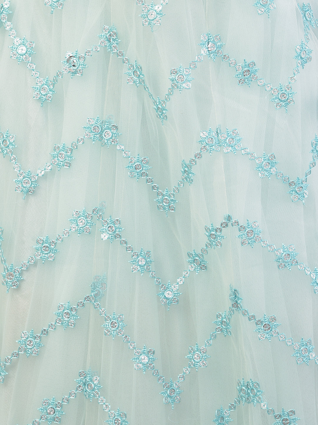 Neerus Sky Blue Color Nett Fabric Ghagra Set - Image 5
