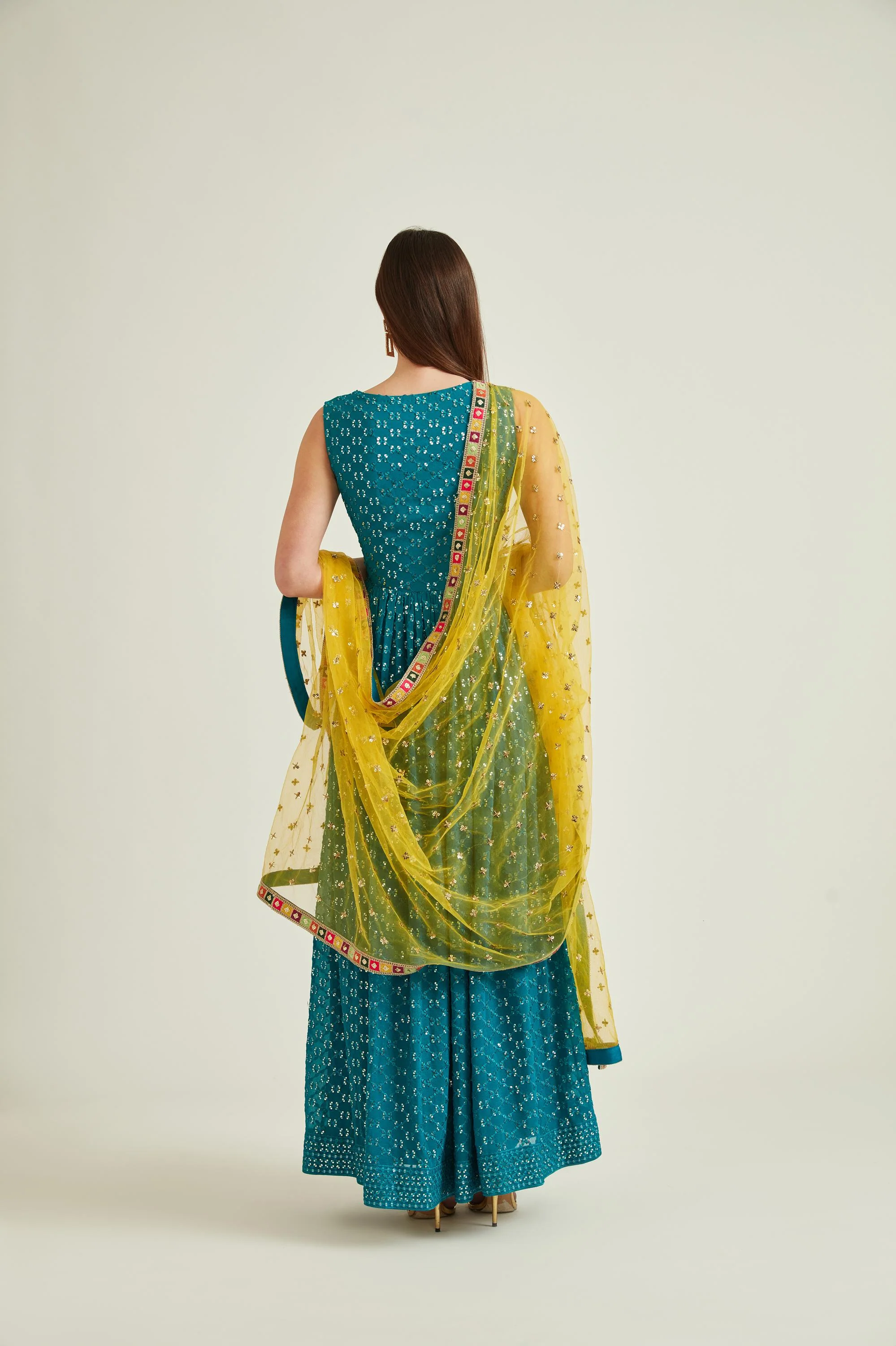 Neerus Teal Colour Georgette Fabric Suit-Anarkali - Image 4