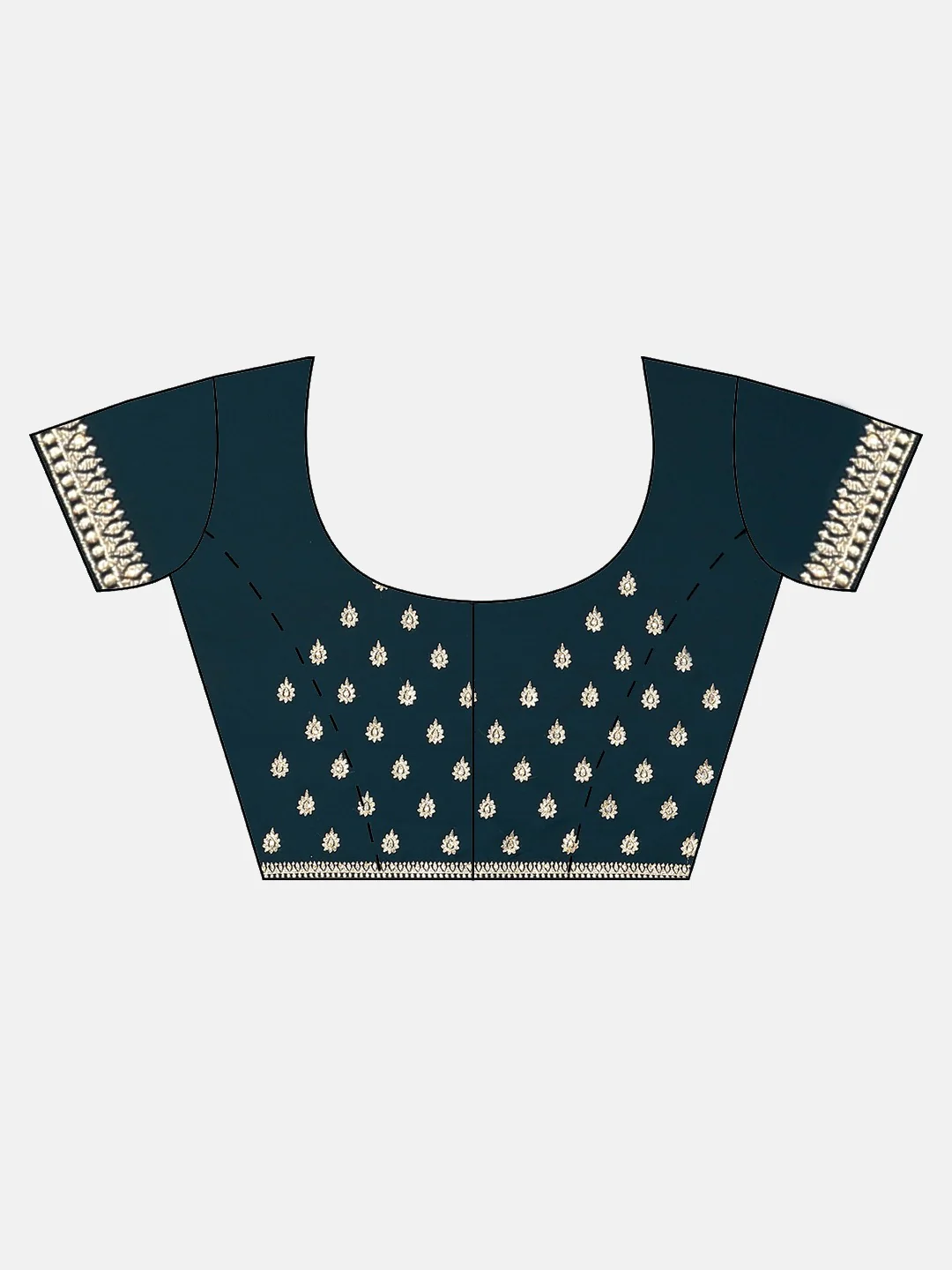 Neerus Teal Textured Saree With Blouse - Image 5