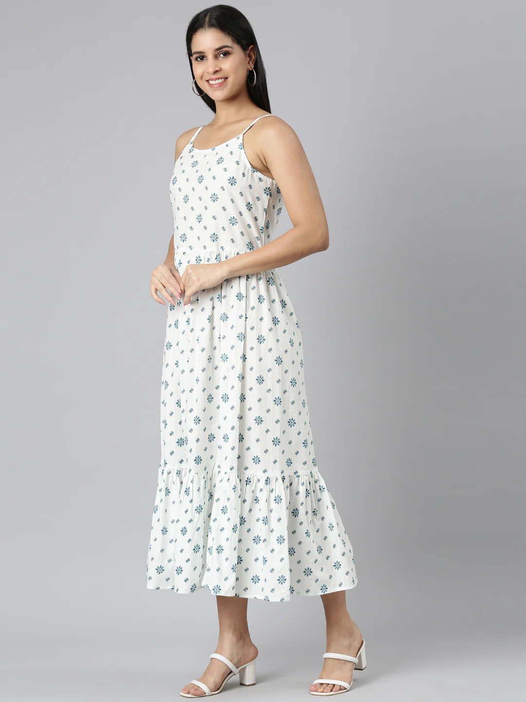 Neerus Turquoise Blue Straight Casual Floral Straight Kurta - Image 2