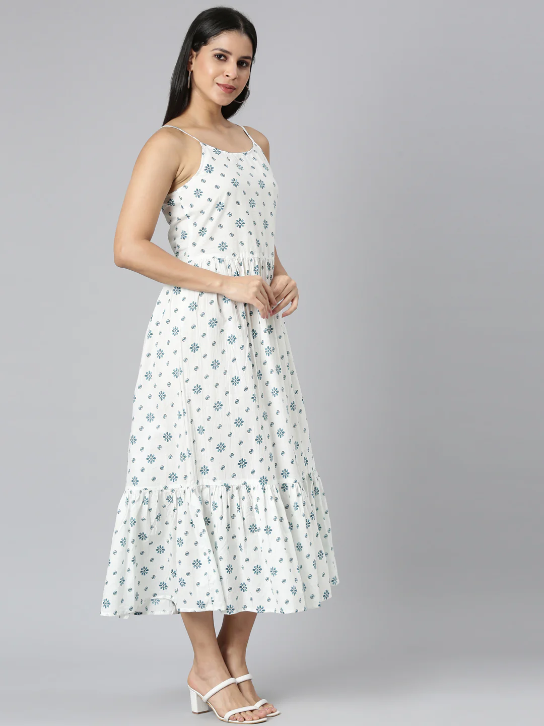 Neerus Turquoise Blue Straight Casual Floral Straight Kurta - Image 3