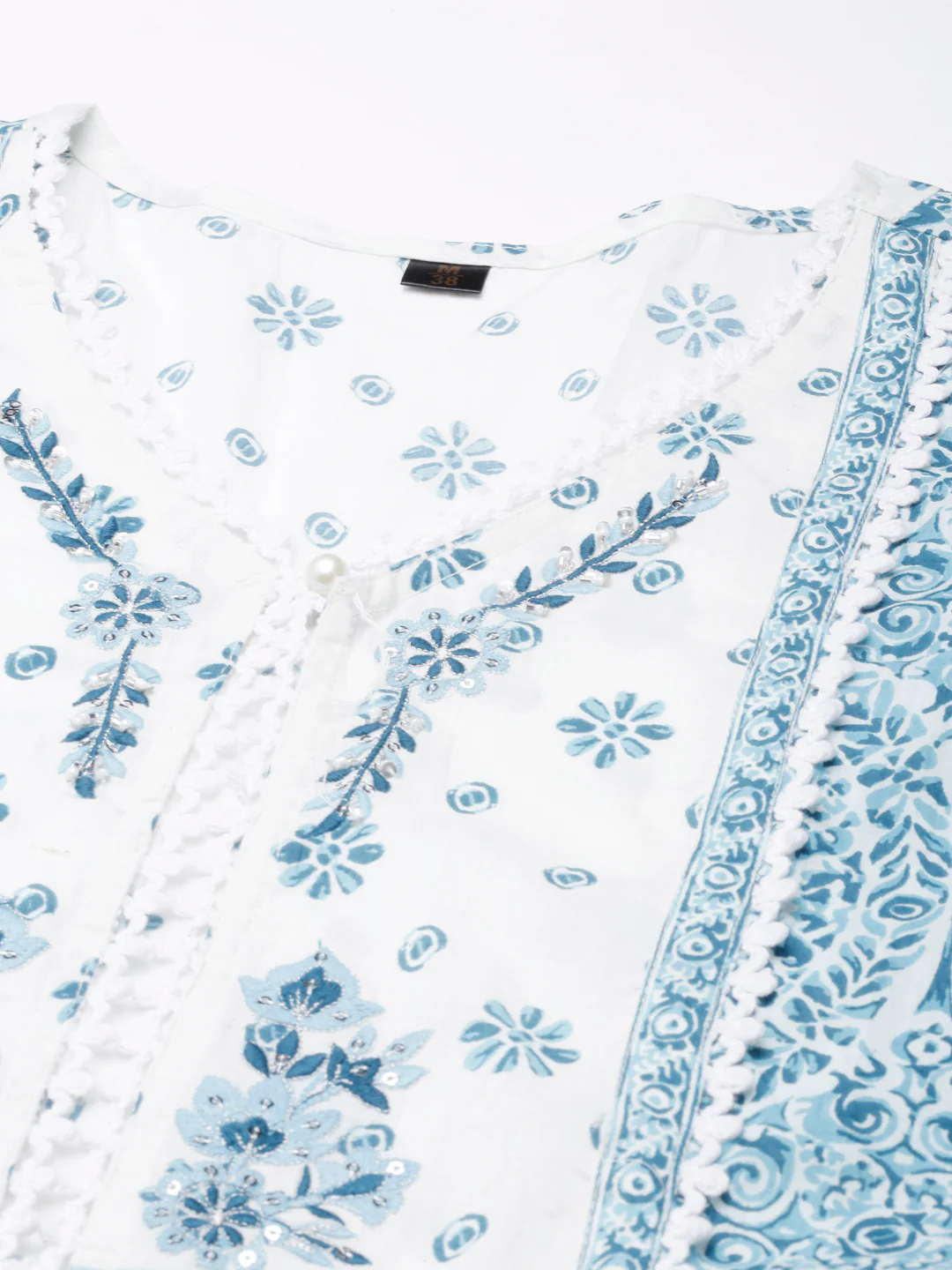 Neerus Turquoise Blue Straight Casual Floral Straight Kurta - Image 7