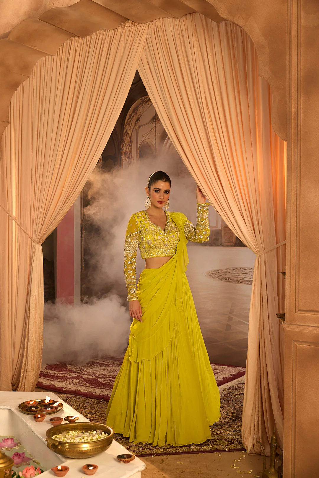 Neerus Variyali Green Embroidery Work Georgette Fabric Ghagra Set - Image 10