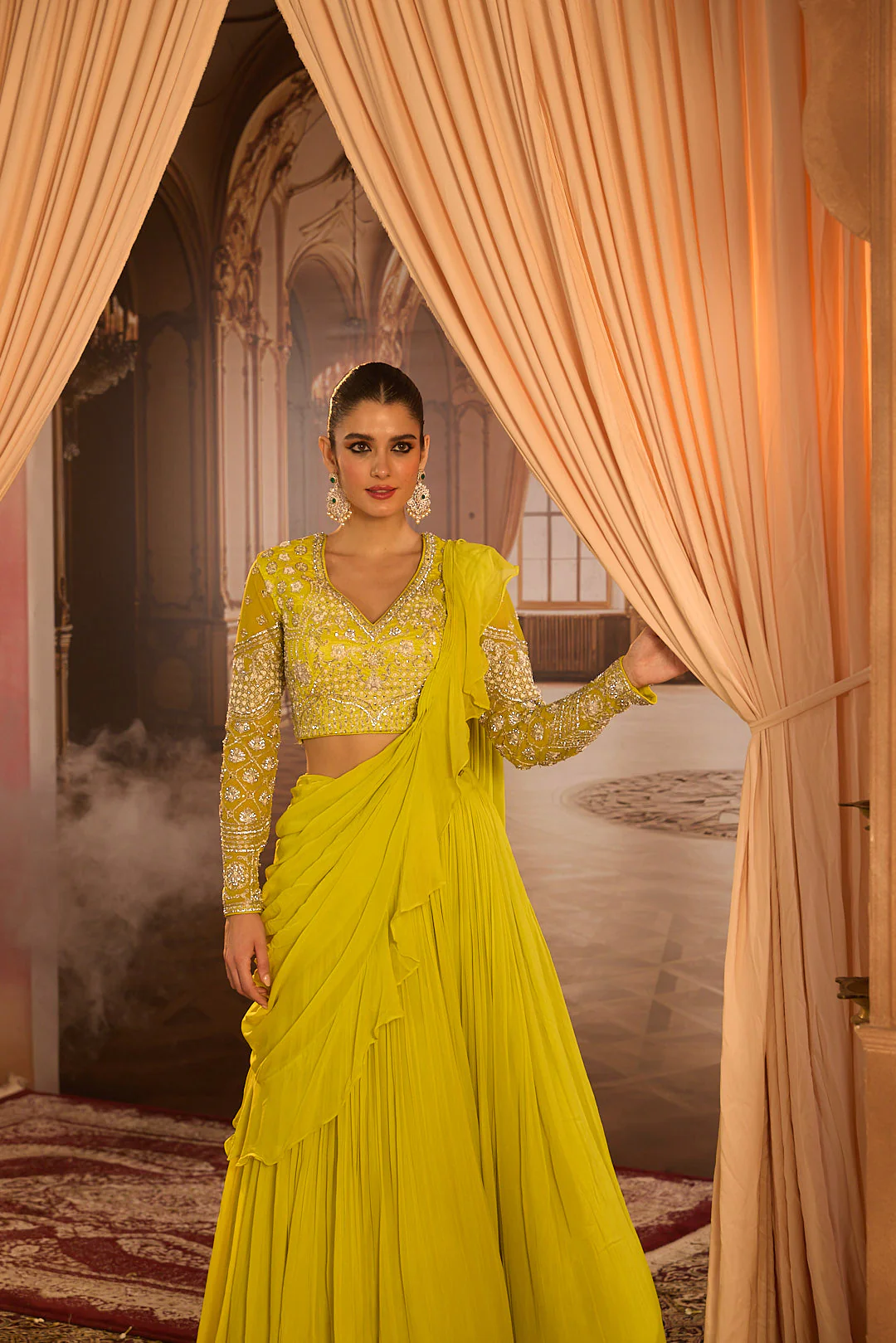 Neerus Variyali Green Embroidery Work Georgette Fabric Ghagra Set - Image 12