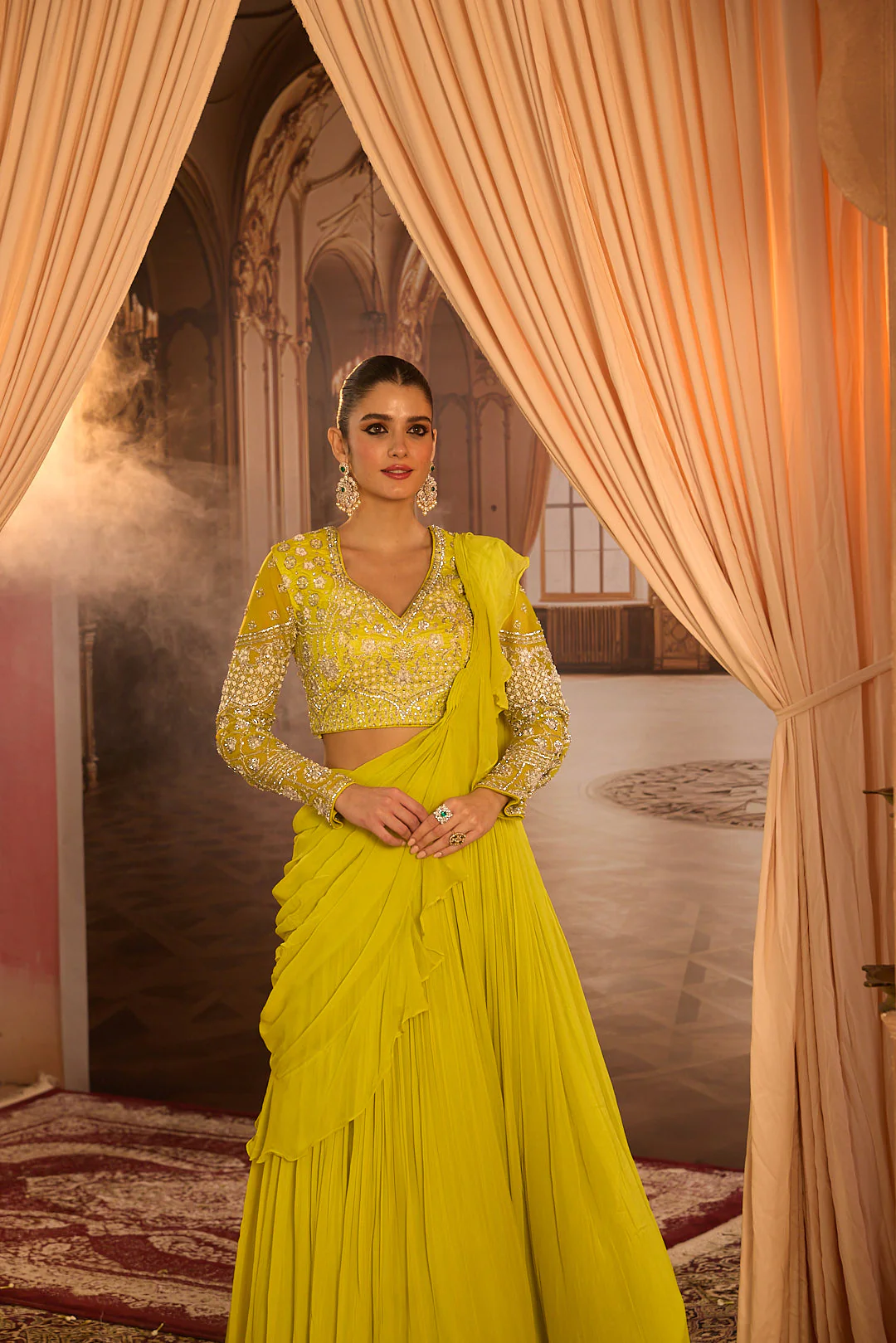 Neerus Variyali Green Embroidery Work Georgette Fabric Ghagra Set - Image 13
