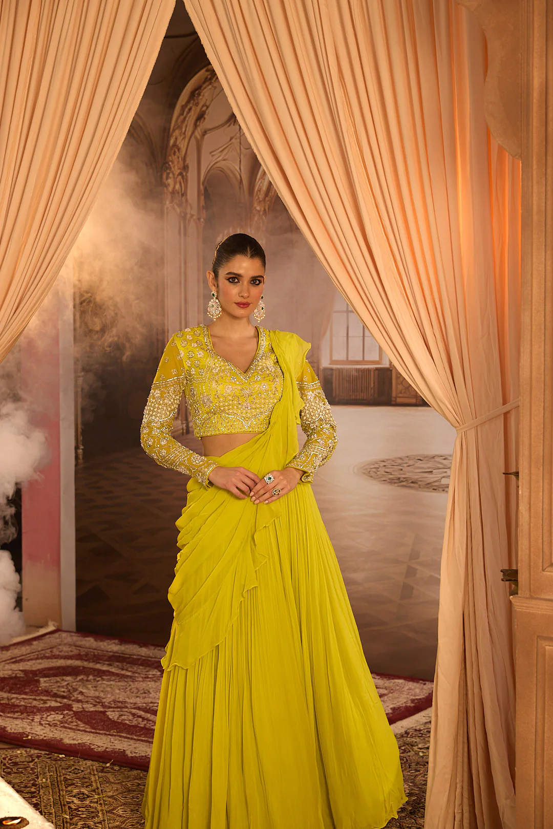 Neerus Variyali Green Embroidery Work Georgette Fabric Ghagra Set - Image 14