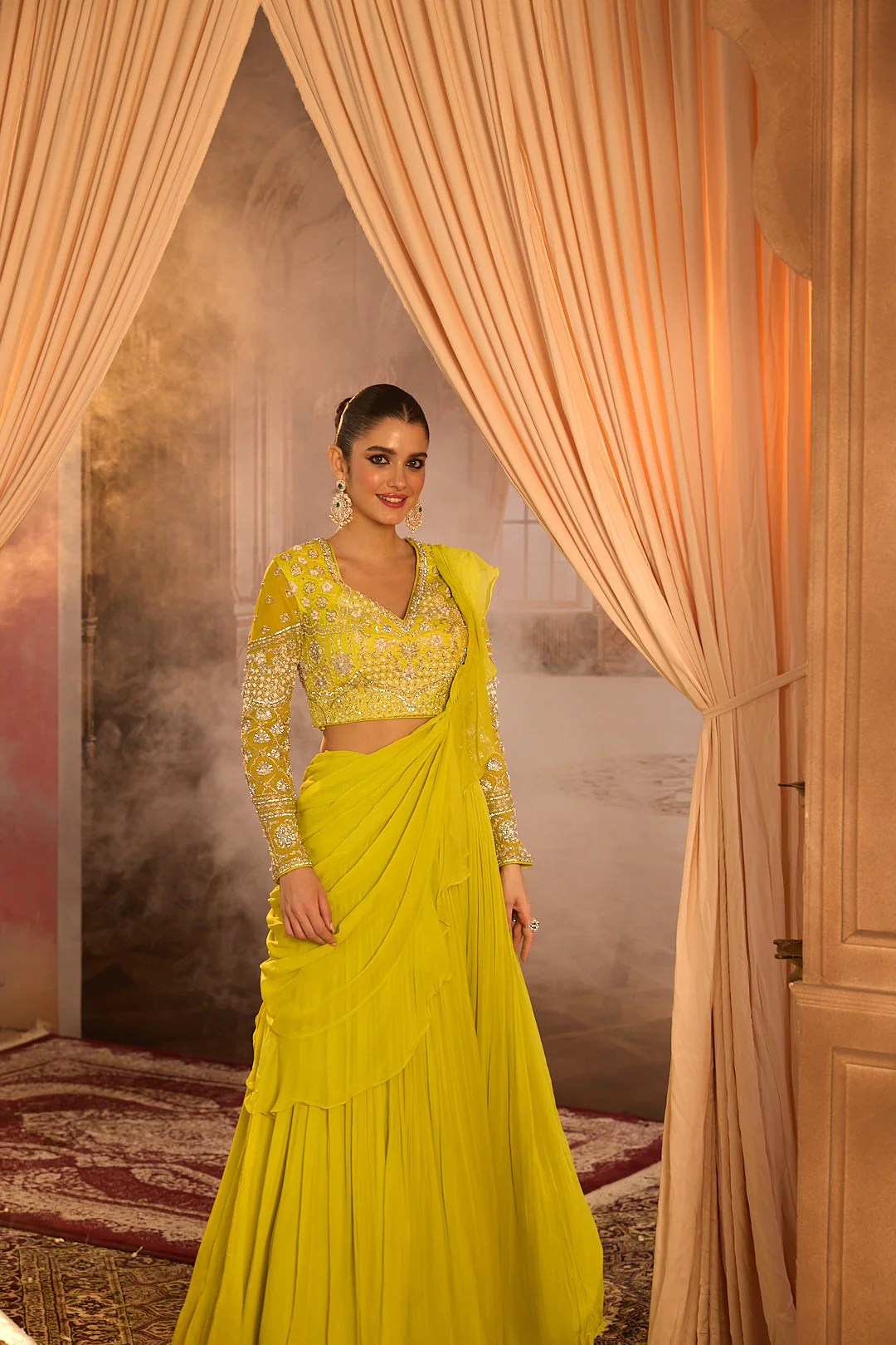 Neerus Variyali Green Embroidery Work Georgette Fabric Ghagra Set - Image 16