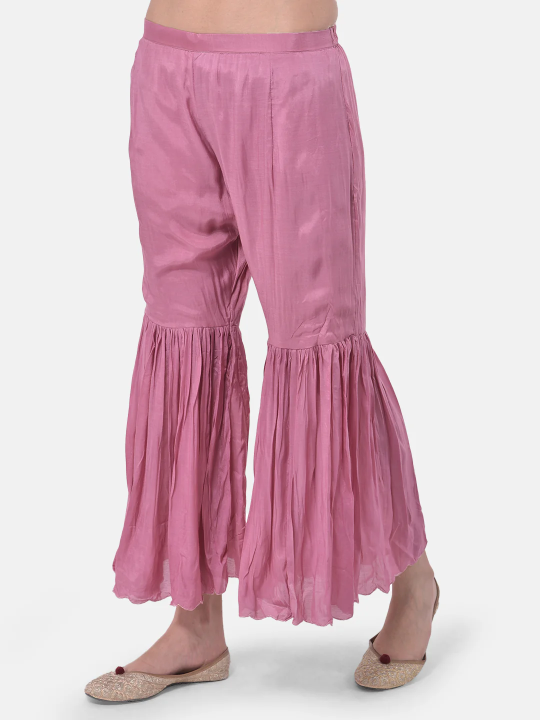 Neerus Violet & Pink Embroidered Kurta With Sharara & Dupatta - Image 4