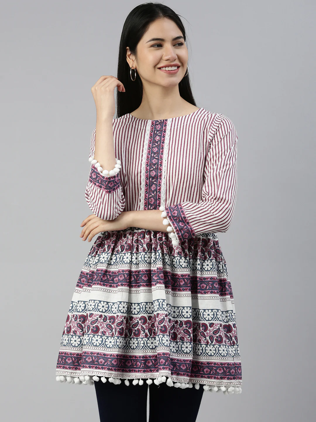 Neerus White Color Cotton Fabric Kurta - Image 7
