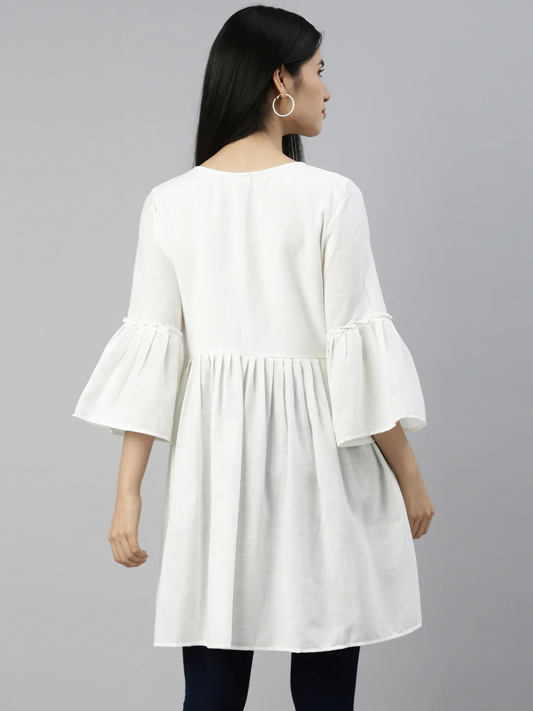 Neerus White Color Cotton Fabric Kurta - Image 4
