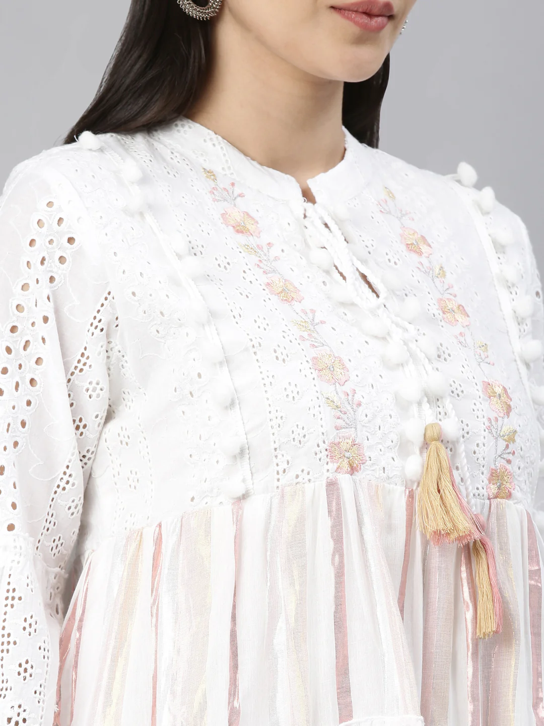 Neerus White Color Cotton Fabric Kurta - Image 6