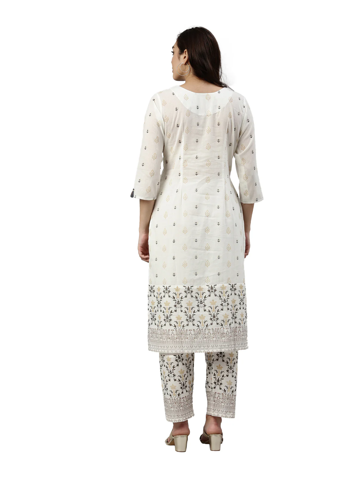 Neerus White Color Cotton Fabric Kurta Set - Image 4