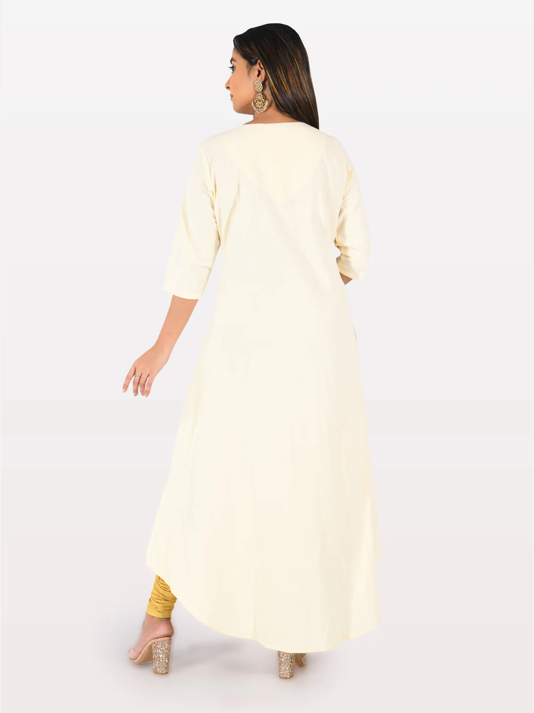 Neerus White Embroidered A Line Kurta - Image 4