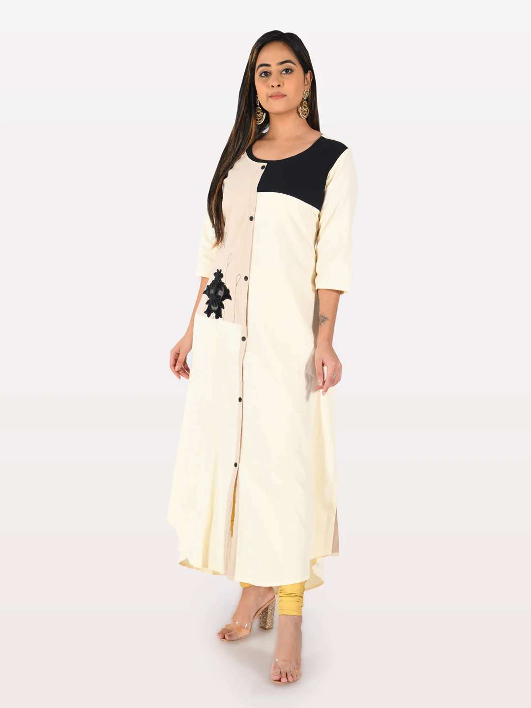 Neerus White Embroidered A Line Kurta - Image 5