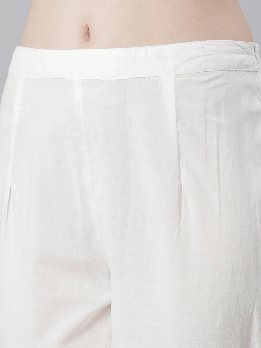 Neerus white Embroidered Straight Kurta and Trousers With Dupatta - Image 6