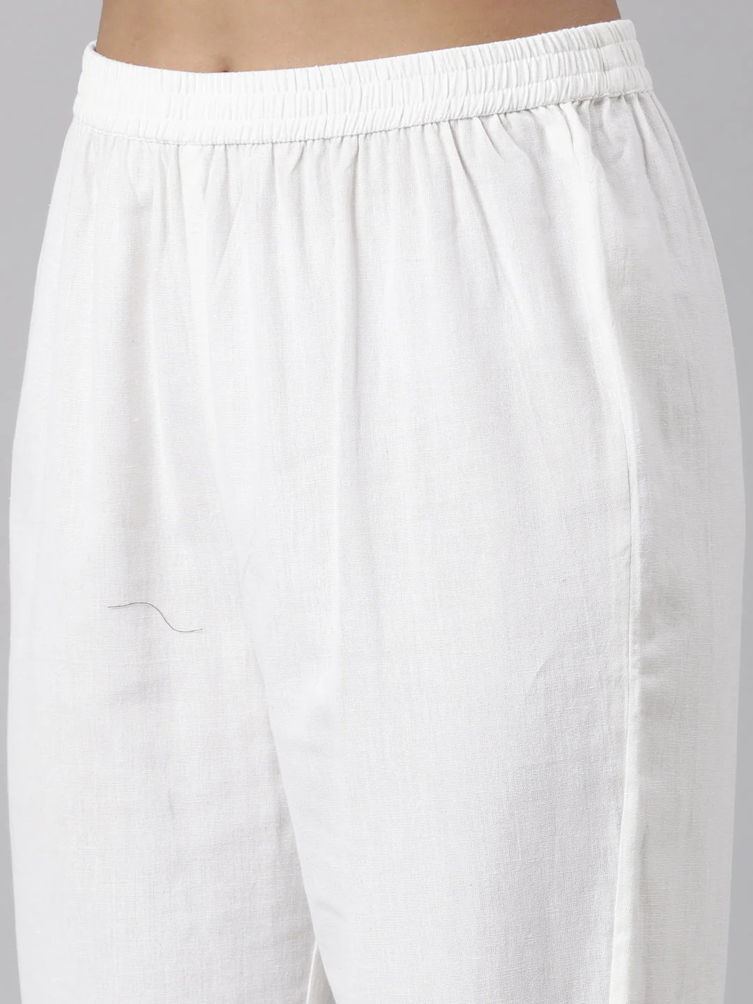 Neerus White Panelled Straight Printed Kurta And Trousers With Dupatta - Image 7
