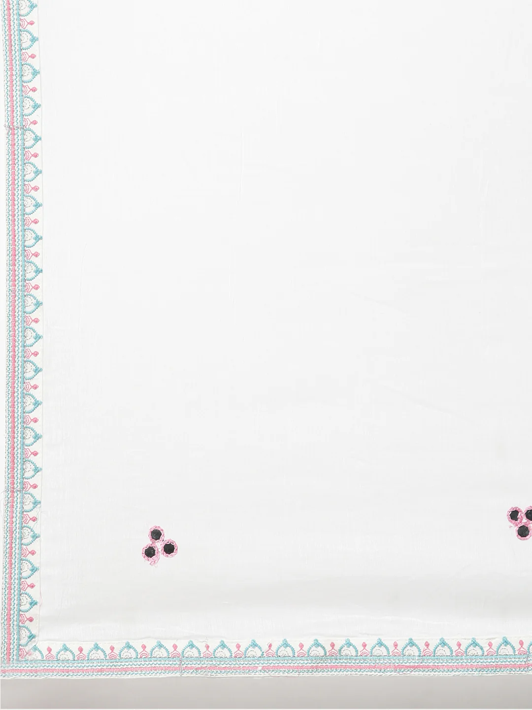 Neerus White Pleated Anarkali Printed Kurta And Trousers With Dupatta - Image 7