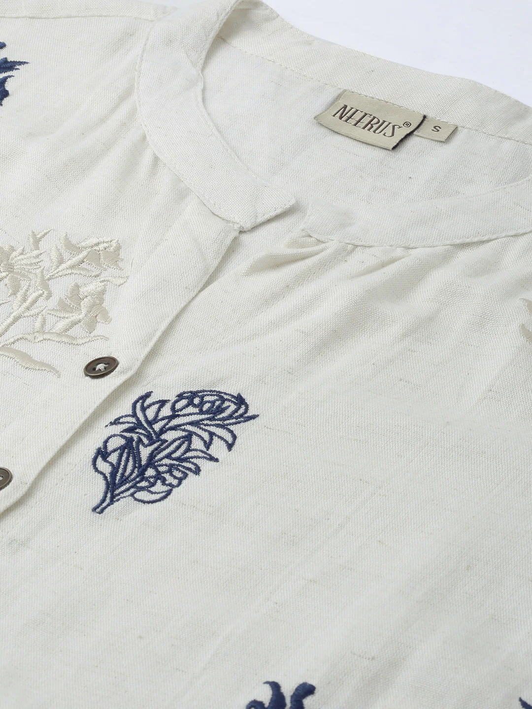 Neerus White Printed Straight Kurta - Image 2