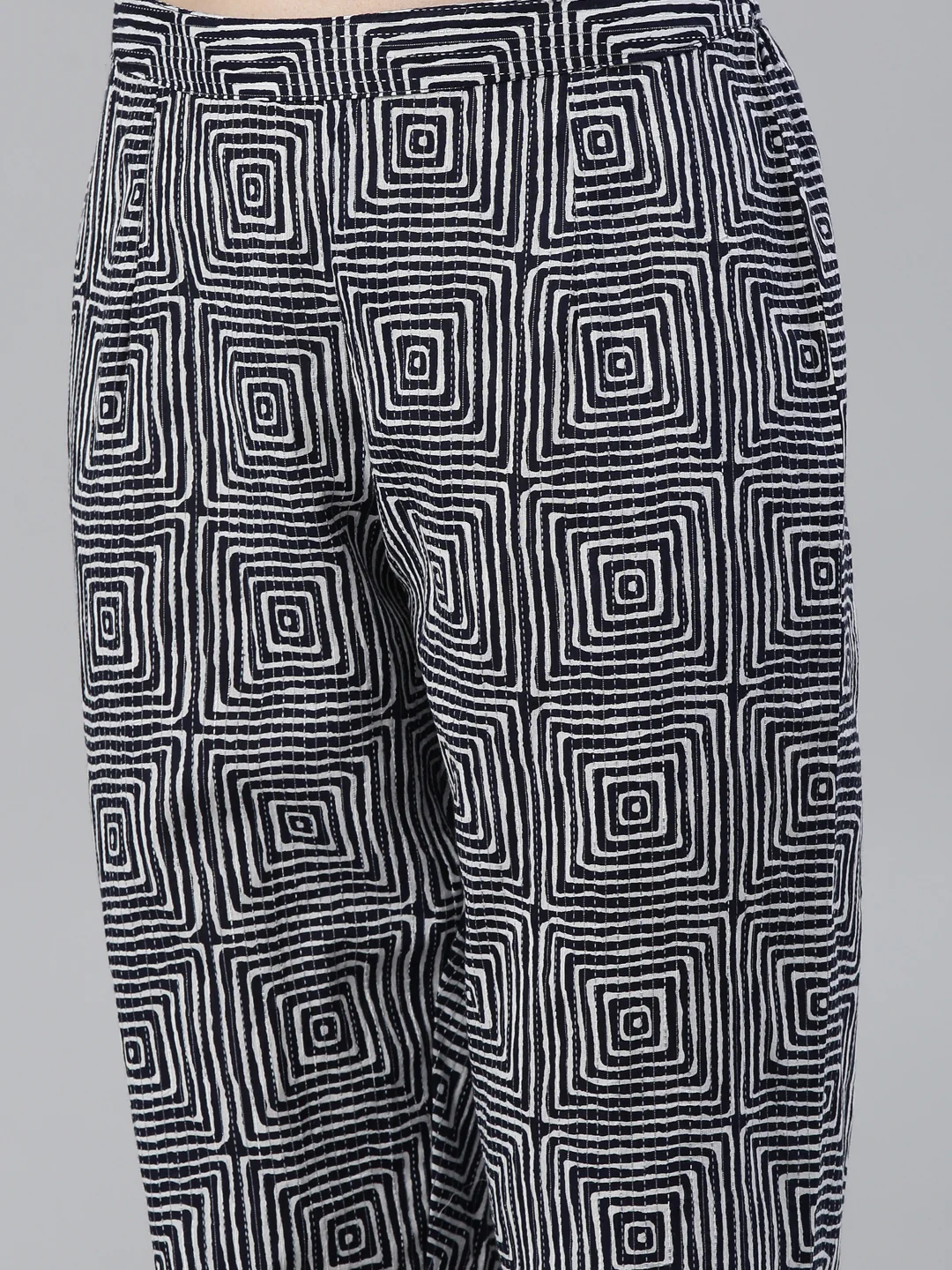 Neerus White Regular Knee Length Printed Kurta Printed Trousers With Dupatta - Image 6