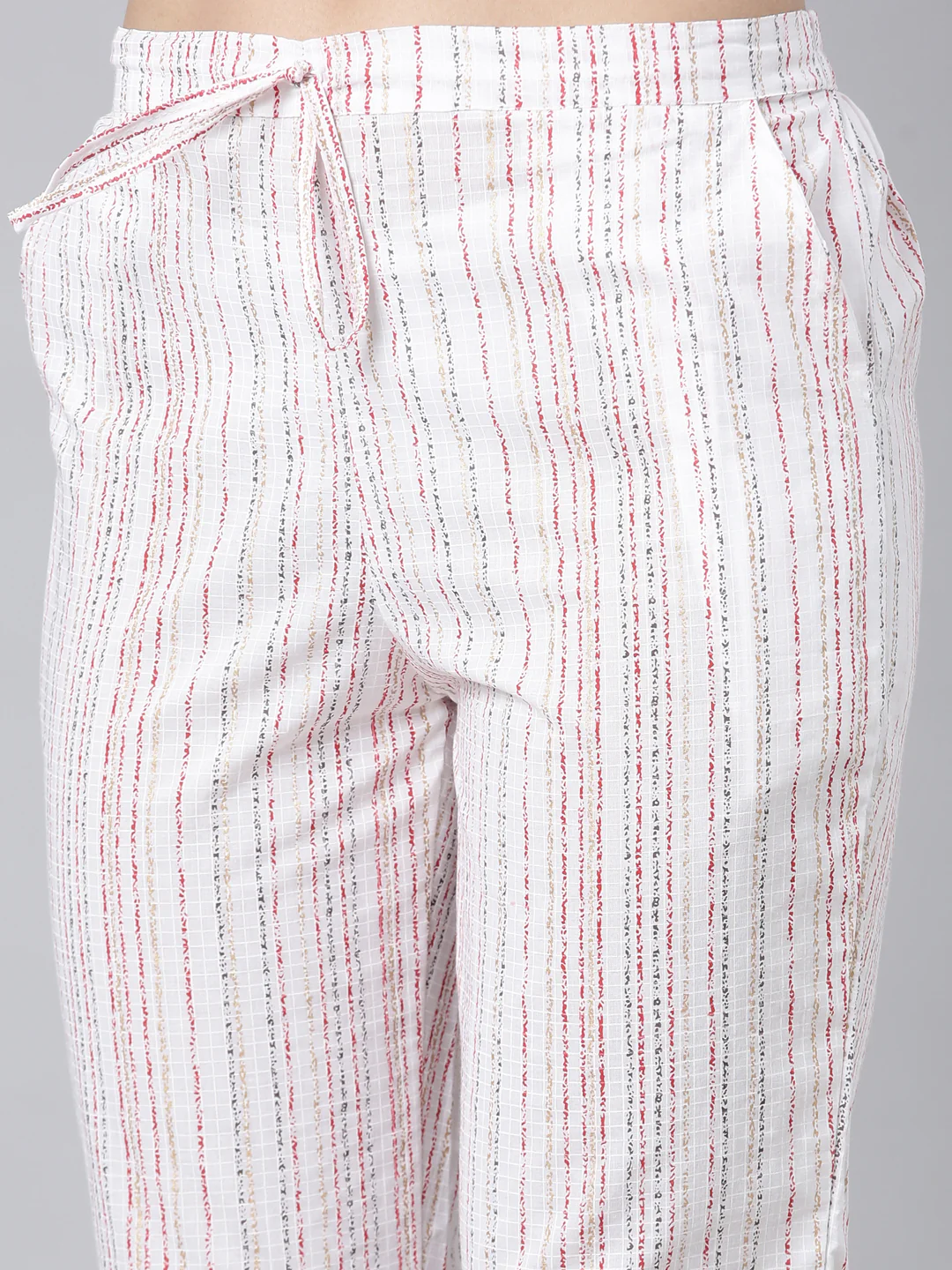 Neerus White Regular Straight Floral Kurta And Trousers With Dupatta - Image 6