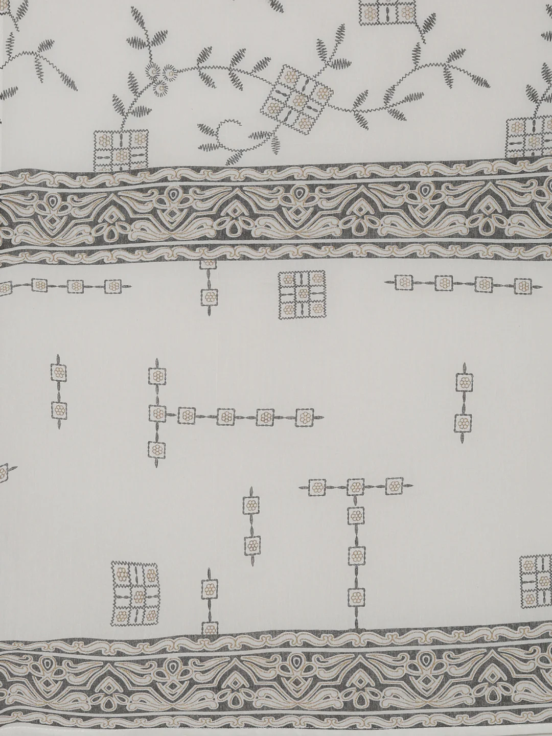 Neerus White Regular Straight Printed Kurta And Trousers With Dupatta - Image 7
