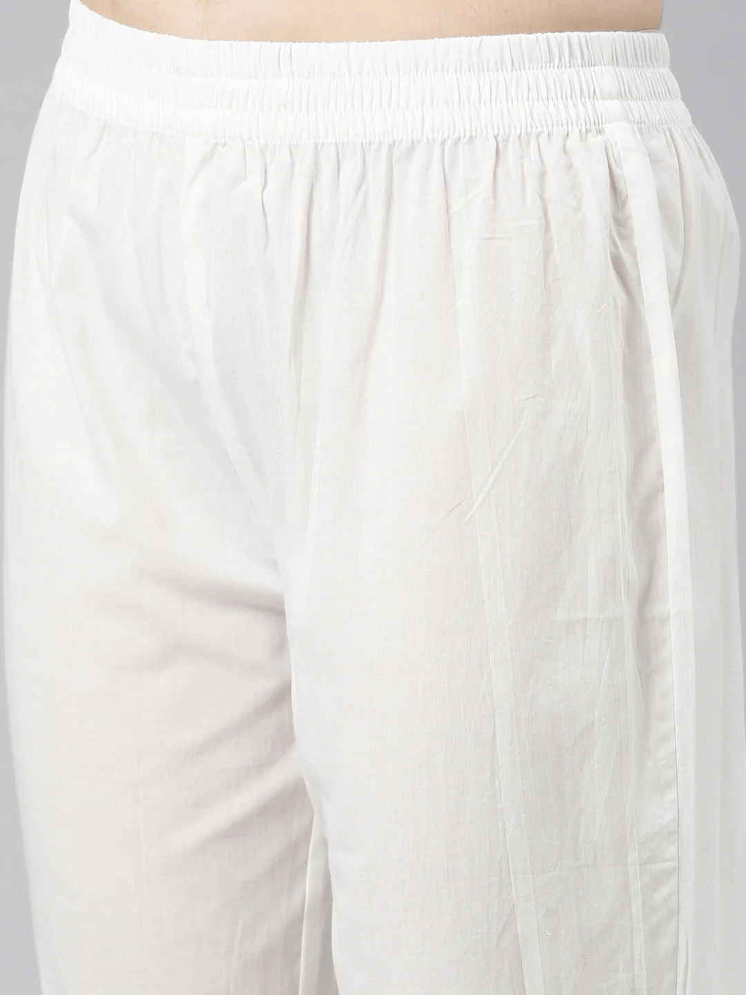 Neerus White Regular Straight Printed Kurta And Trousers With Dupatta - Image 6