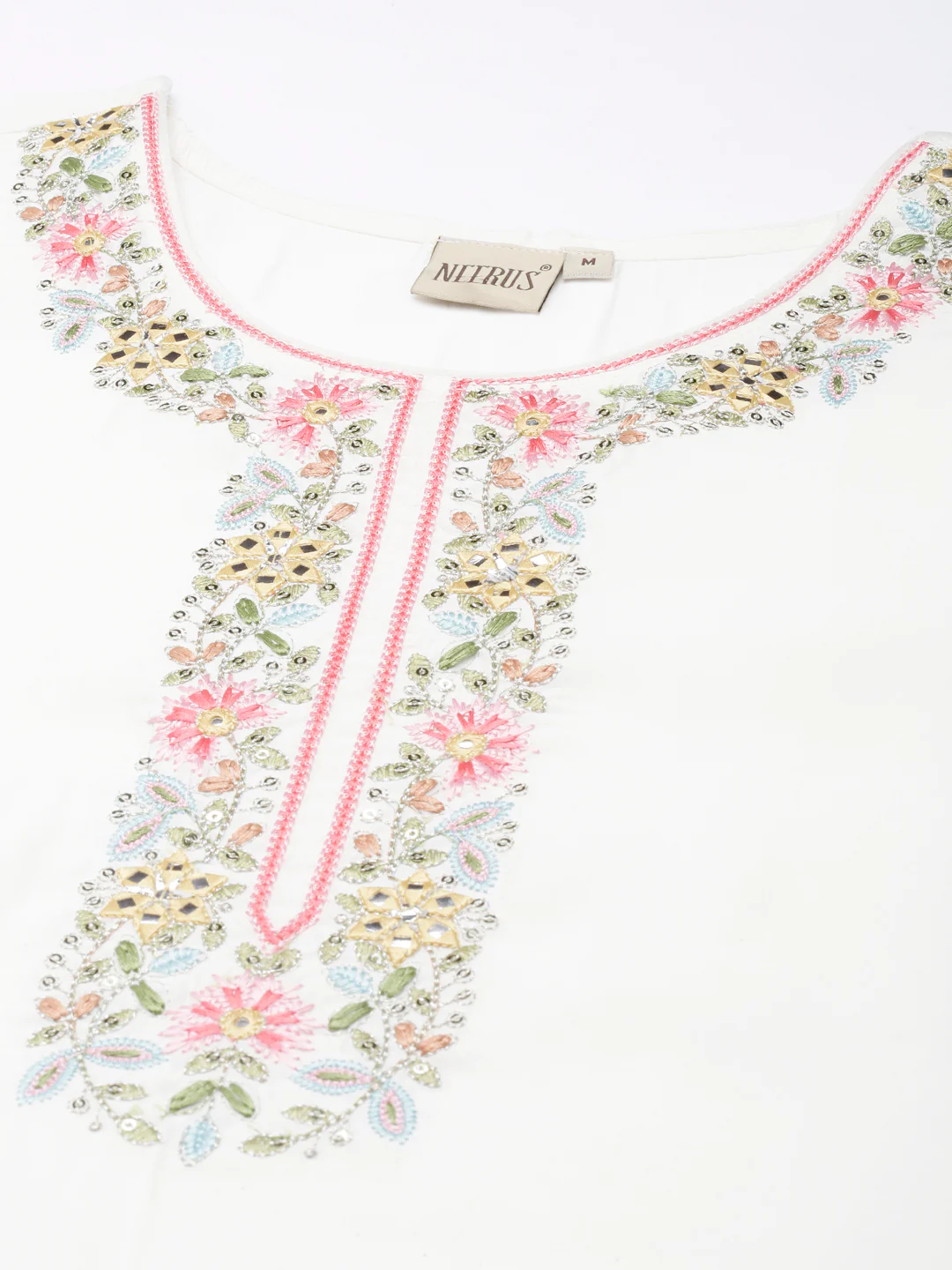 Neerus white Regular Straight Solid Kurta and Trousers With Dupatta - Image 4