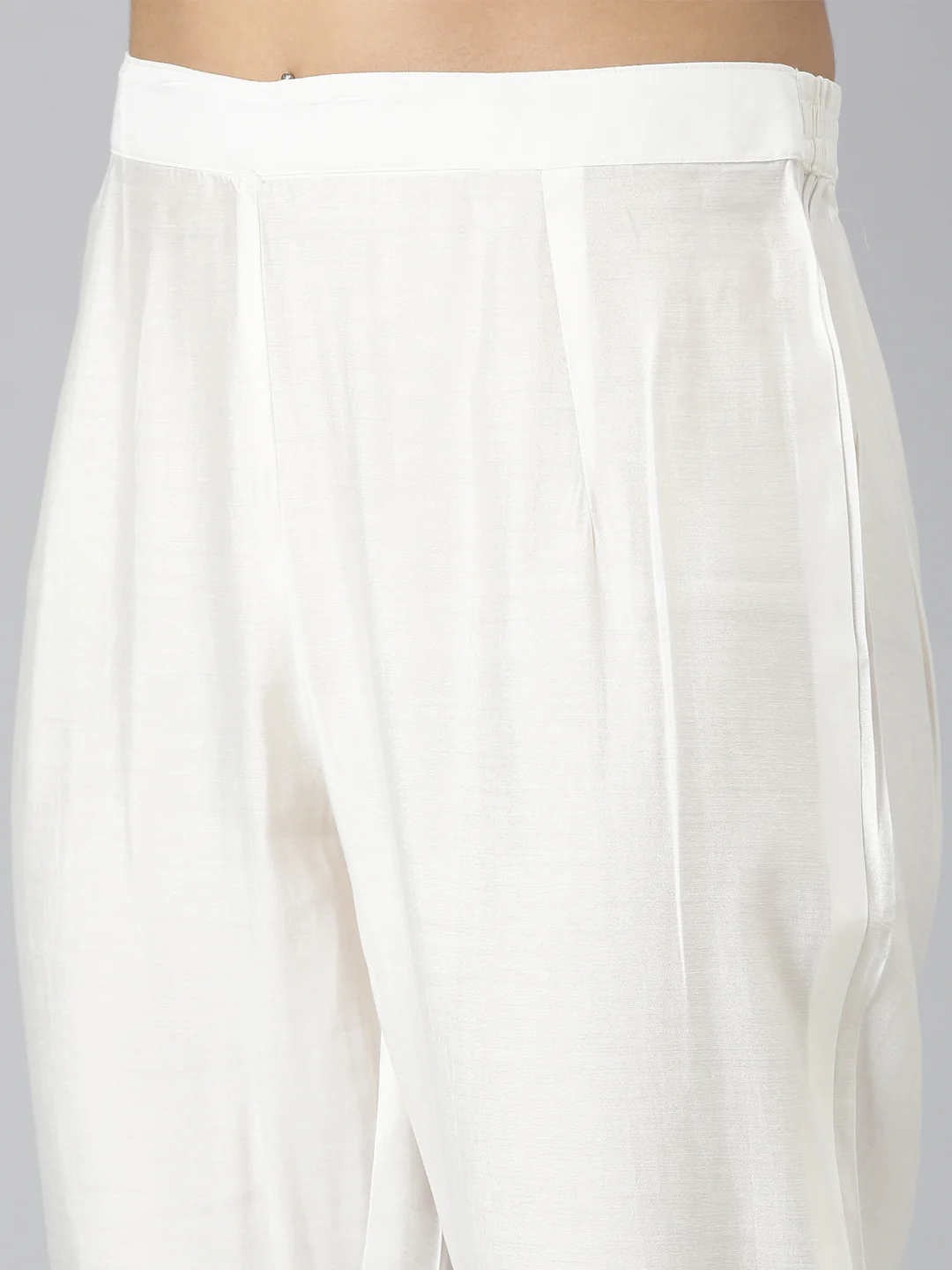 Neerus white Regular Straight Solid Kurta and Trousers With Dupatta - Image 6