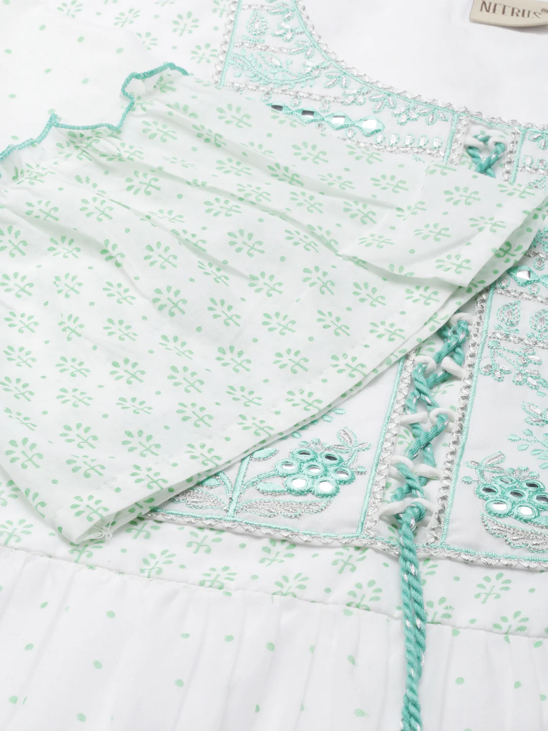 Neerus White Straight Printed Cotton Kurta - Image 4