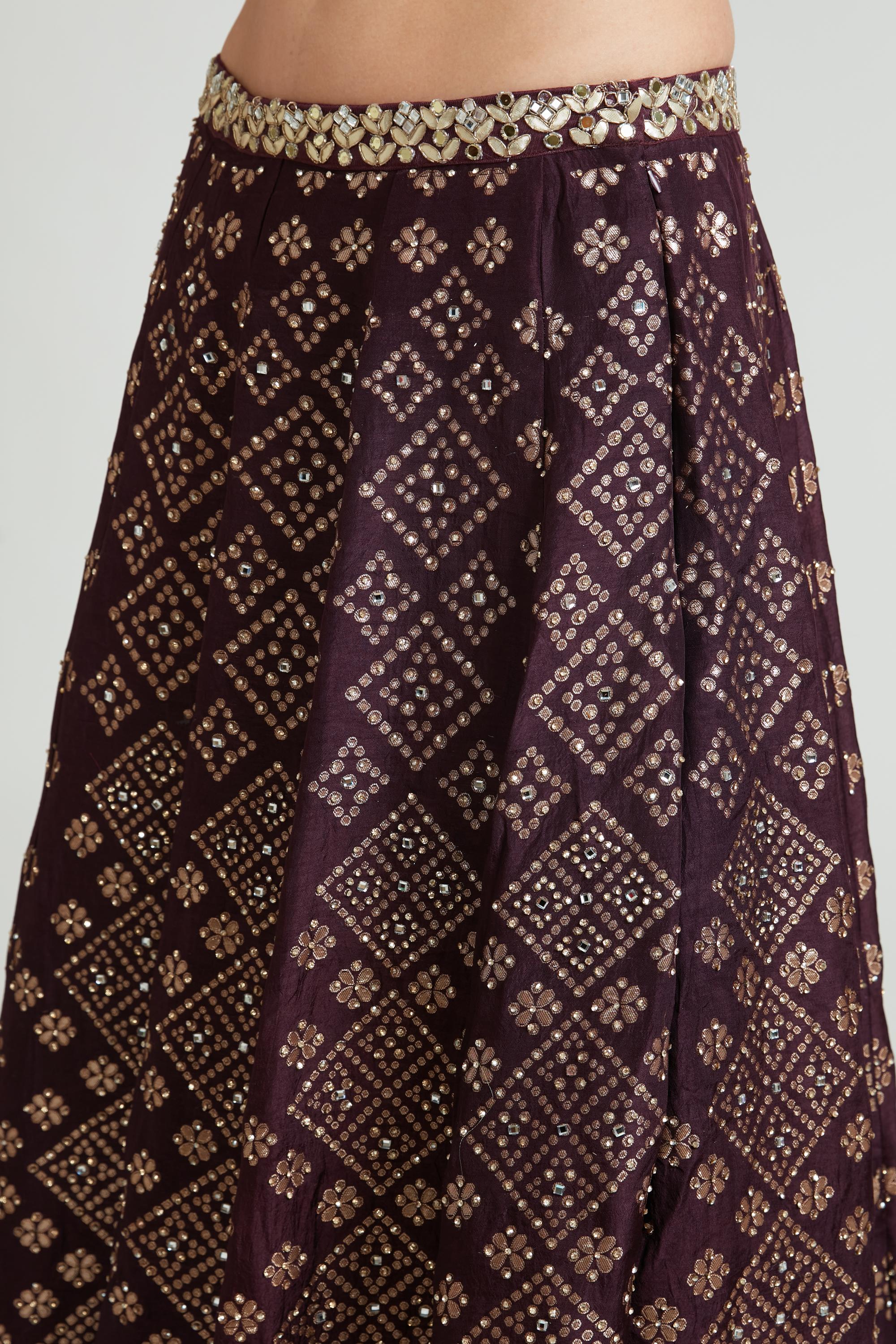Neerus Wine Color Banaras Fabric Lehenga Choli - Image 5