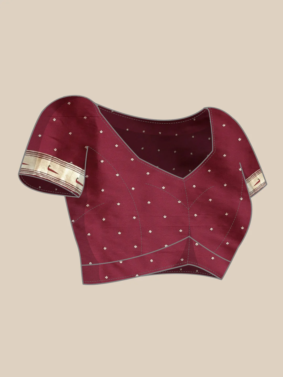 Neerus Wine Color Banaras Fabric Saree - Image 5