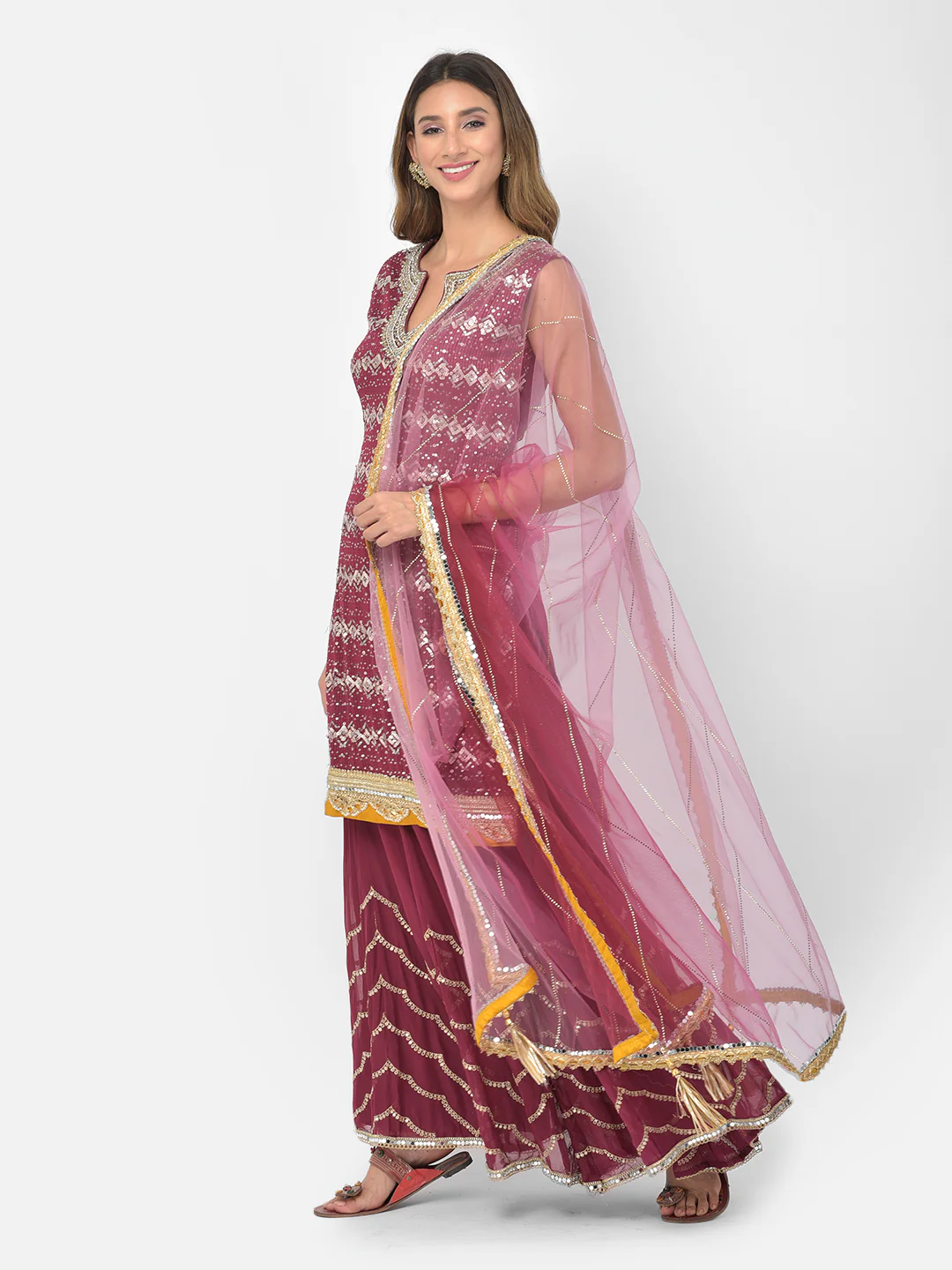Neerus Wine Color Georgette Fabric Salwar Kameez - Image 11