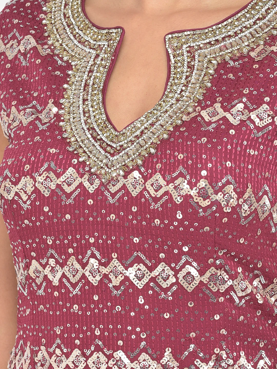Neerus Wine Color Georgette Fabric Salwar Kameez - Image 14