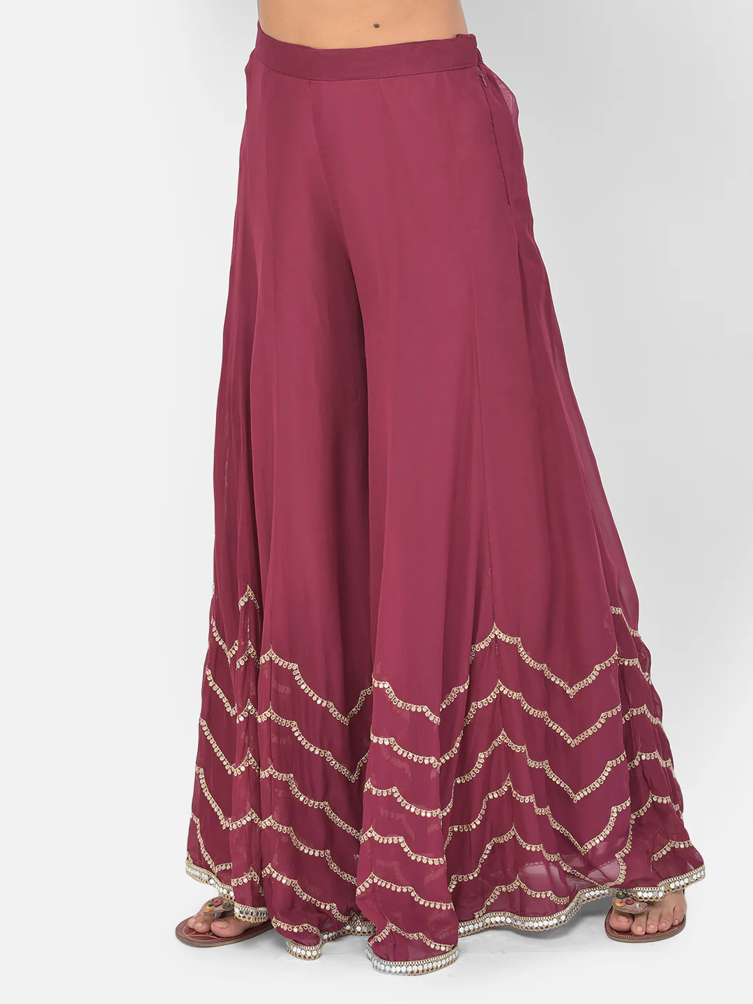 Neerus Wine Color Georgette Fabric Salwar Kameez - Image 16