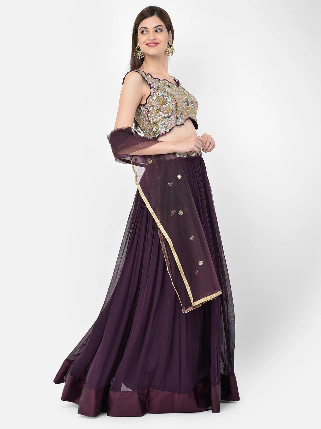 Neerus Wine Color Georgette Fabric Salwar Kameez - Image 2