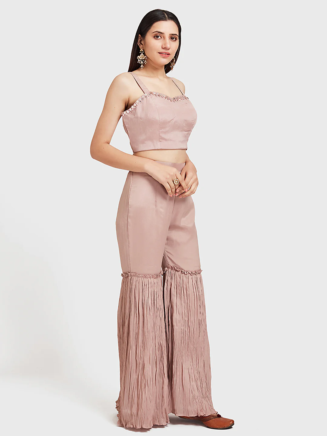 Neerus Wine Color Georgette Fabric Suit-Fusion - Image 5