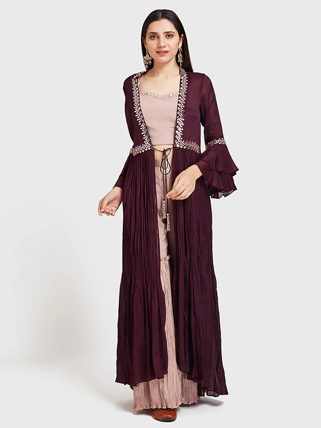 Neerus Wine Color Georgette Fabric Suit-Fusion - Image 7